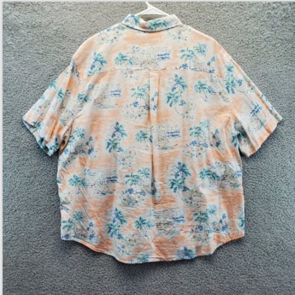 Chaps Mens Go Untucked Button Down Hawaiian Size 2XB Short Sleeve Shirt - Picture 5 of 5